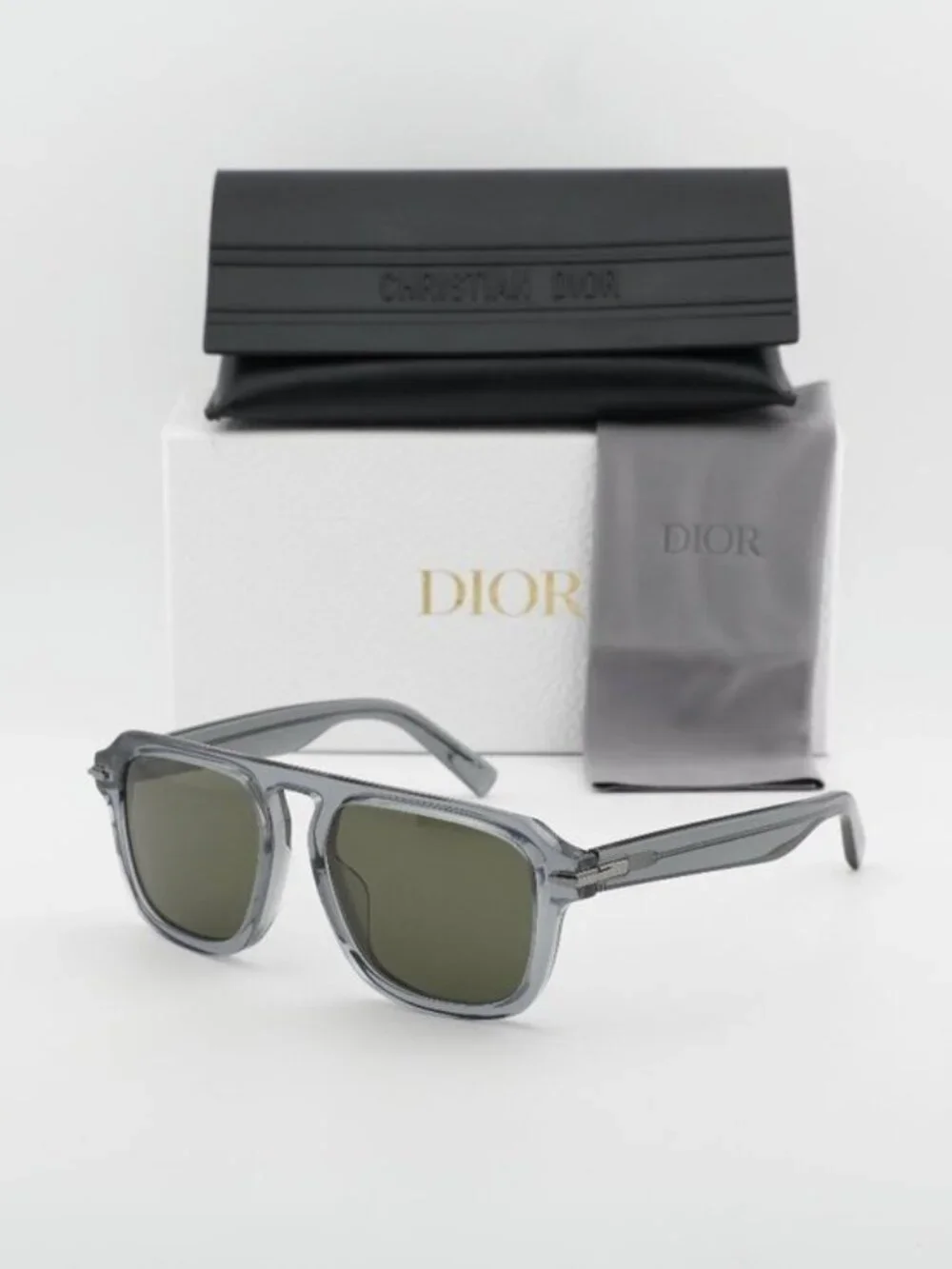 Dior DIORBLACKSUIT S15F 45C0 Unisex Square Sunglasses – Grey / Green